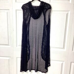 SJS Black Knit Sleeveless Swim Cover-Up XL